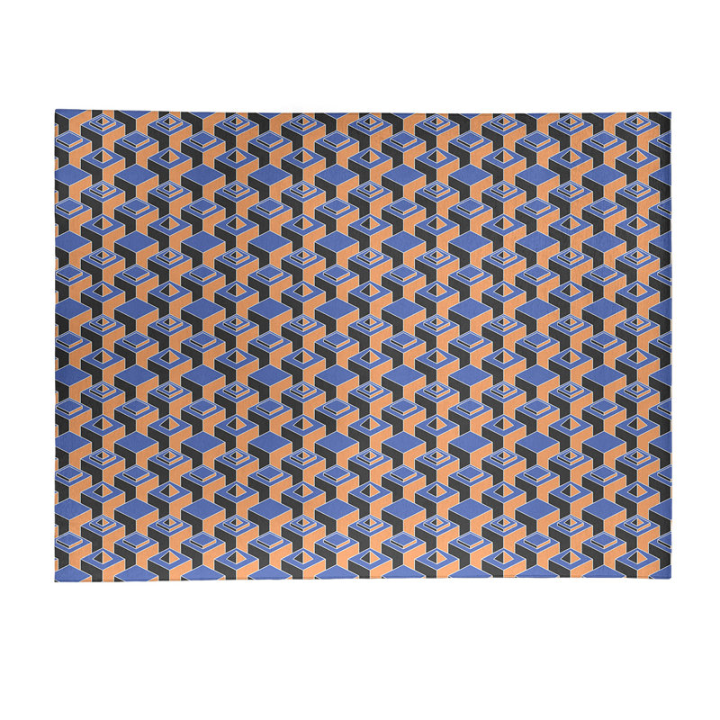 Tapis brun/noir/bleu foncé skyscrapers, Rectangle 9 pi x 12 pi