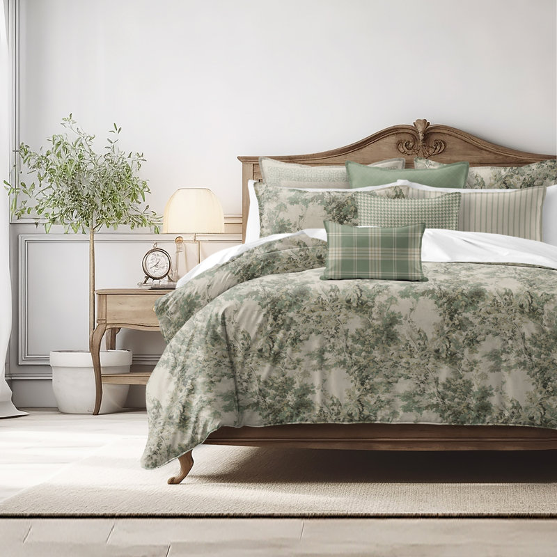 Dolce  Spring Green Cotton Comforter Set  8 Piece, Twin Comforter + 7 Additional Pieces