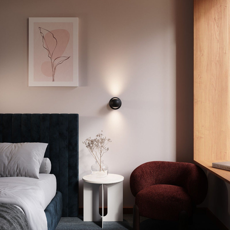 Hemisphere 1 - Light LED Flush Mounted Sconce, Natural Anodized