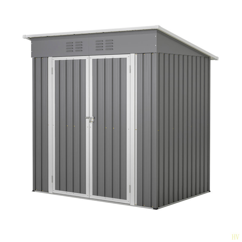 10'X4' Outdoor Metal Storage Shed For Garden Tools Lockable Door With Floor Frame