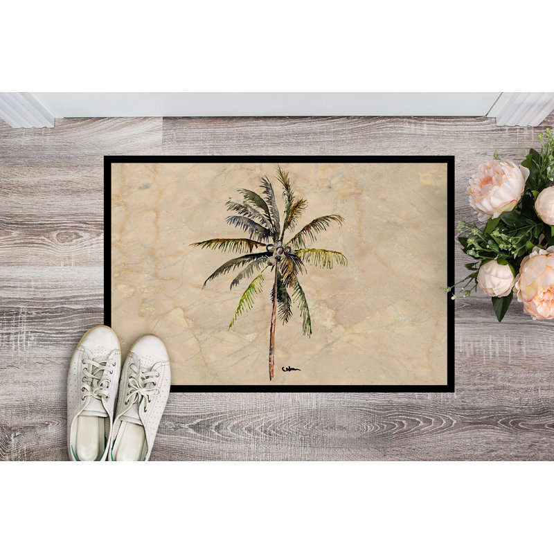 Tapis d'entrée antidérapant Englishcombe Palm Tree, Rectangle 2 pi x 3 pi