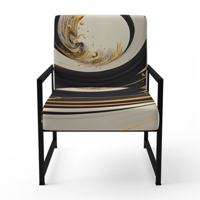 Fauteuil d'appoint rembourré noir, argent et or