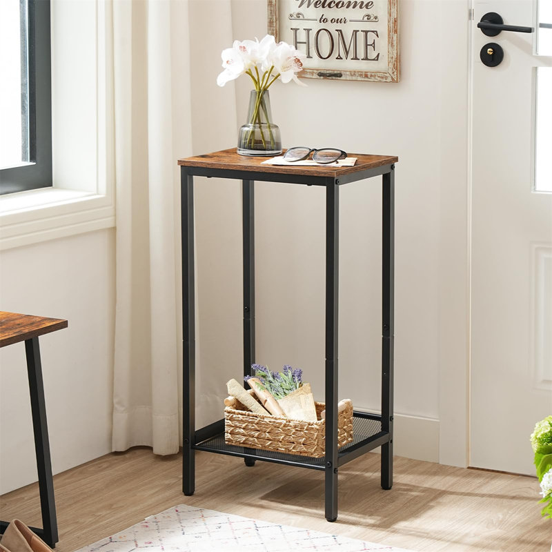 Grande table d'appoint industrielle, tablettes réglables en filet, table de bout compacte pour chambre à coucher et salon, 2
