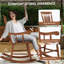 Chaise berçante d'extérieur en bois, 350 lb Chaise berçante avec haut dossier pour jardin