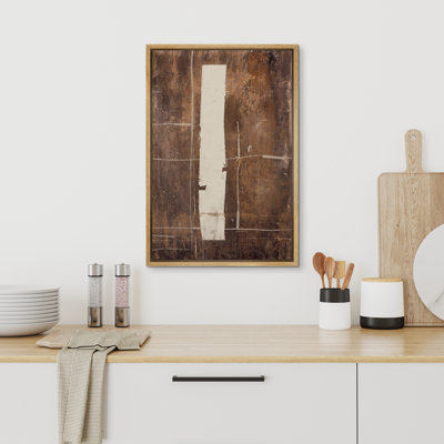 Style Mid-Century brun foncé, formes abstraites neutres, grand cadre rustique, décor minimaliste M21