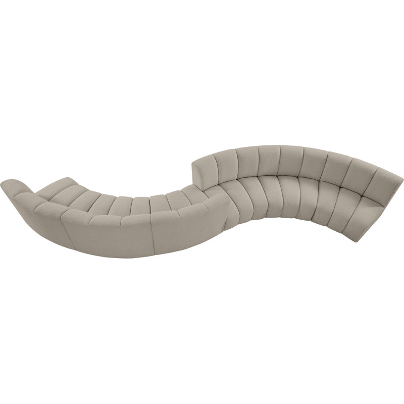 Infinity Upholstered Curved Sectional Symmetrical, Brown Boucle Fabric