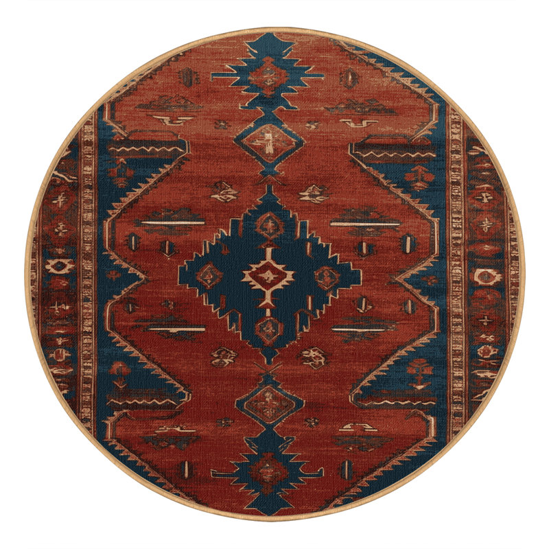 Tapis brun lavable à la machine, Rond 3 pi