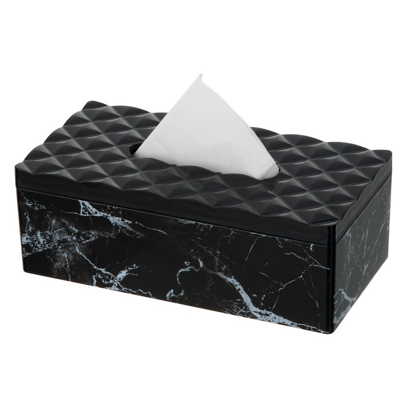 Anta Tissue Paper Box with Elegant Marble Printing, Black