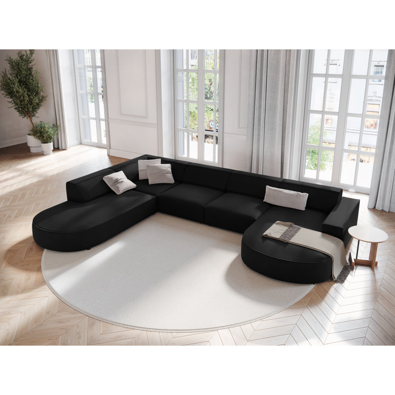 Jodie 7 Seater Corner Sofa, Black, Left Hand Facing