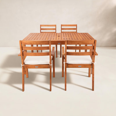 Gaynell 60" Eucalyptus Patio Dining Set