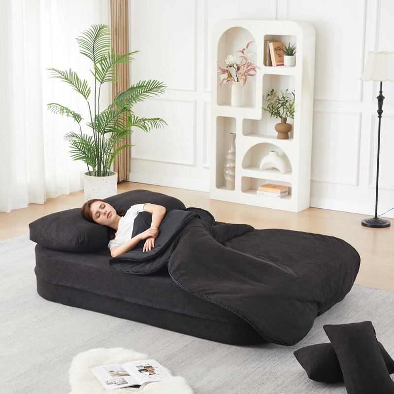 Canapé-lit pliant convertible 75 po, lit Sota à compression 2 en 1 avec mousse Menory, canapé Sora pliable avec 4 coussins et couverture pour le salon, Aaartaent, aucun assemblage requis