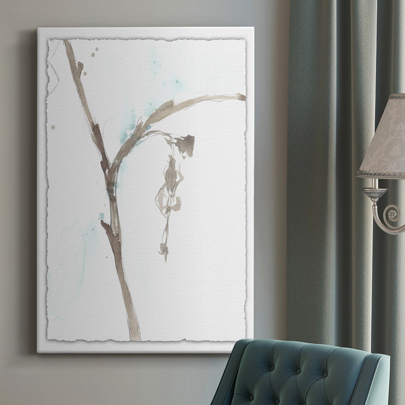 " Ginkgo On Dusty Teal VIII " Painting Print, 12" W x 18" H x 1" D
