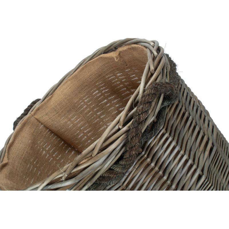 Wicker Storage Basket with Lining, Antique Wash, 38cm H x 40cm W x 40cm D