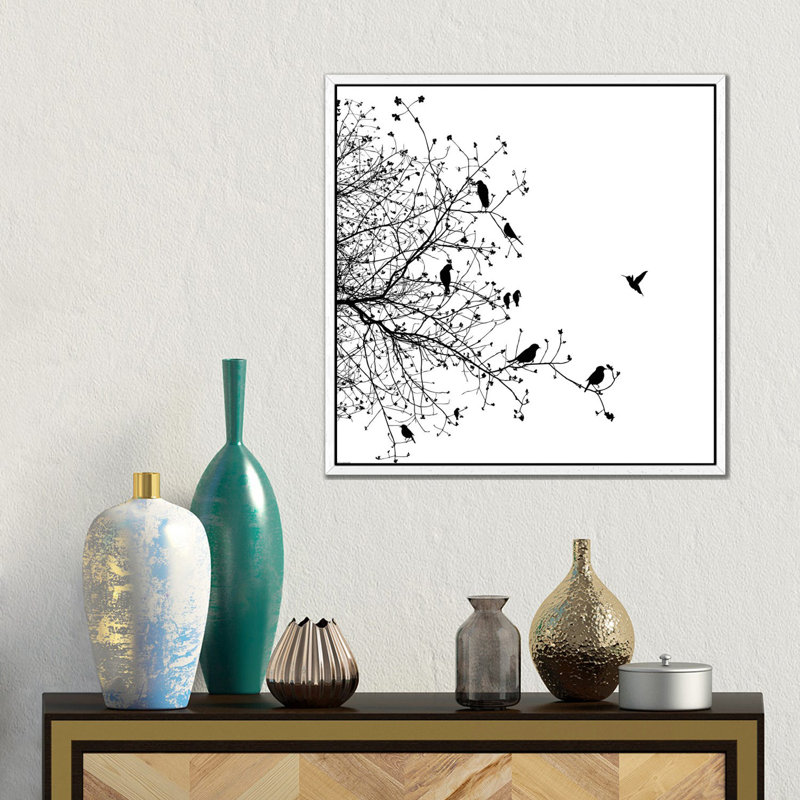 Birds I by GraphINC - Gallery-Wrapped Canvas Giclée on Canvas, White Floater Framed, 66.04 cm H x 66.04 cm W