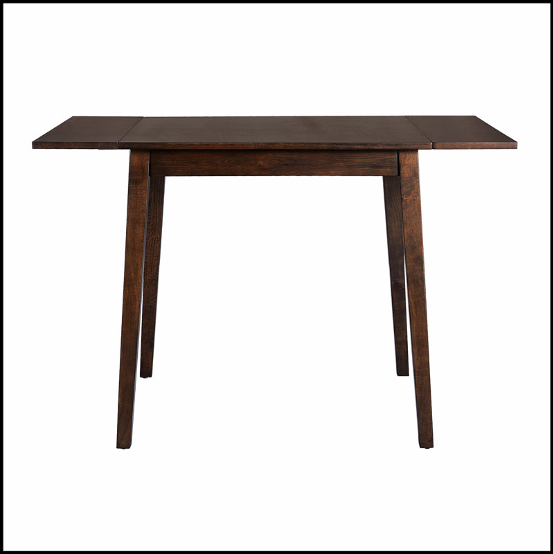 Table de salle à manger extensible de 29 à 45 po pour 4 personnes, table de cuisine pliante avec pieds en bois d'hévéa, Brun