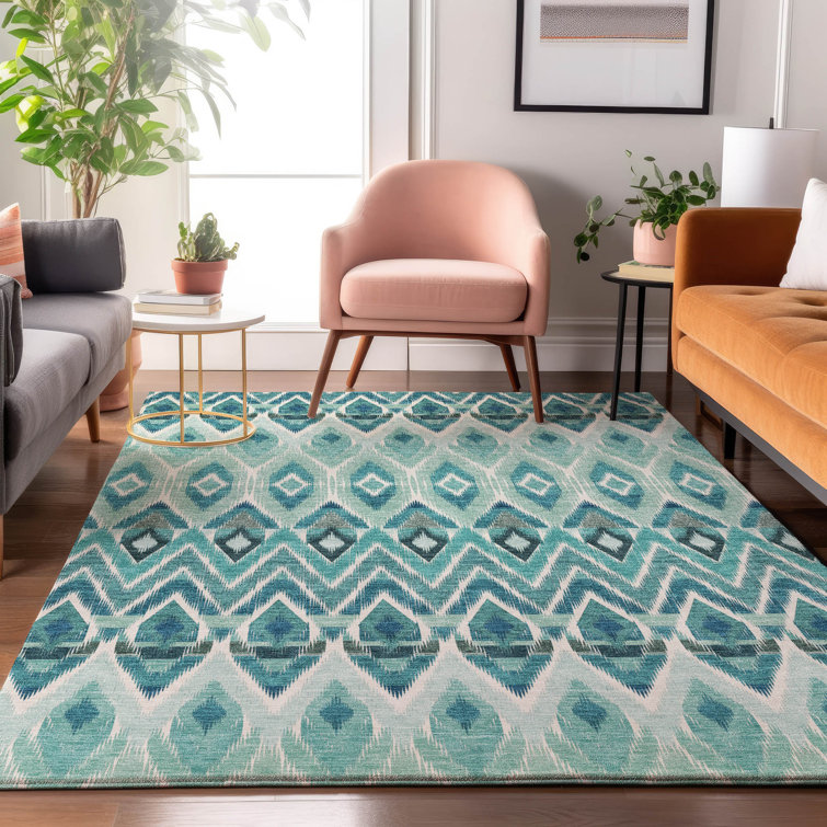 Premium Machine Washable Cerrito Teal Rug