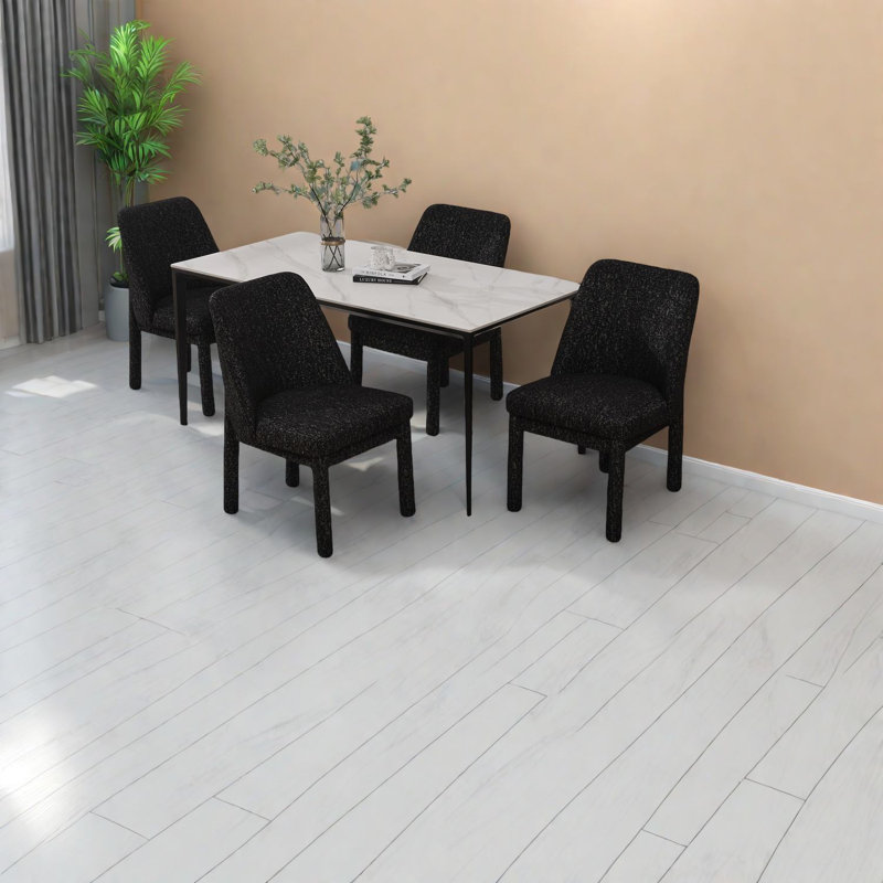 Ensemble de chaises de salle à manger modernes peu encombrantes, chenille, bois d'hévéa, conception compacte
