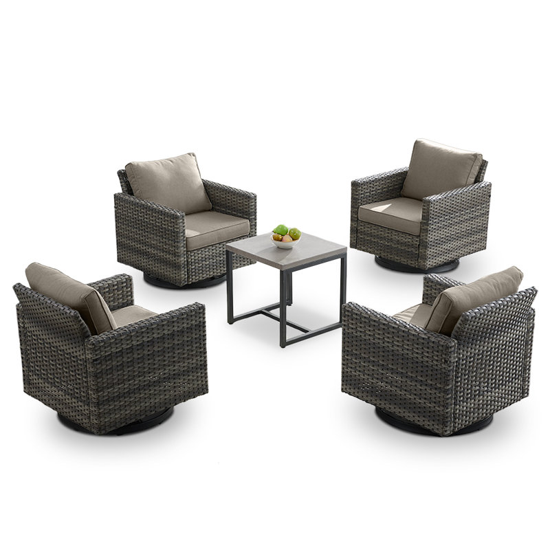 Chaise de patio avec coussins Nazime Ekon, Gris
