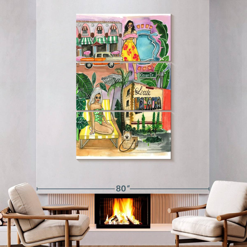 Masam Miami au printemps, H 74 po x l 48 po