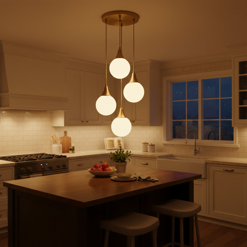 Callista 4-Light Opal Globe Cluster Chandelier