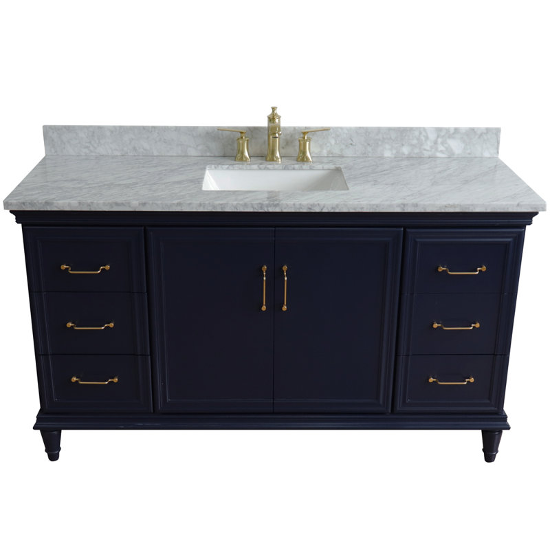 Ensemble de meuble-lavabo de salle de bain simple 61 po Sumter, Bleu