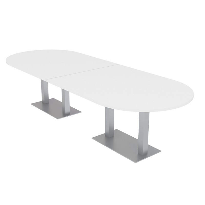 Table de conférence Racetrack, Argent argent, L 60 po x l 36 po, Blanc classique