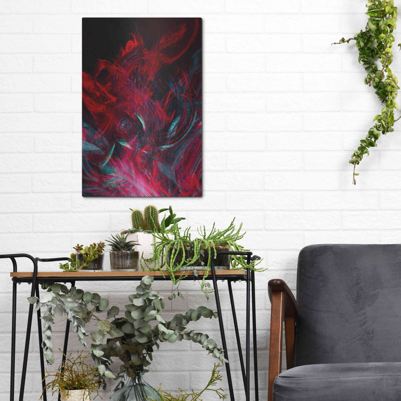 Orren Ellis «Red Inferno» par Epic Portfolio, art mural en métal, H 16 po x l 12 po
