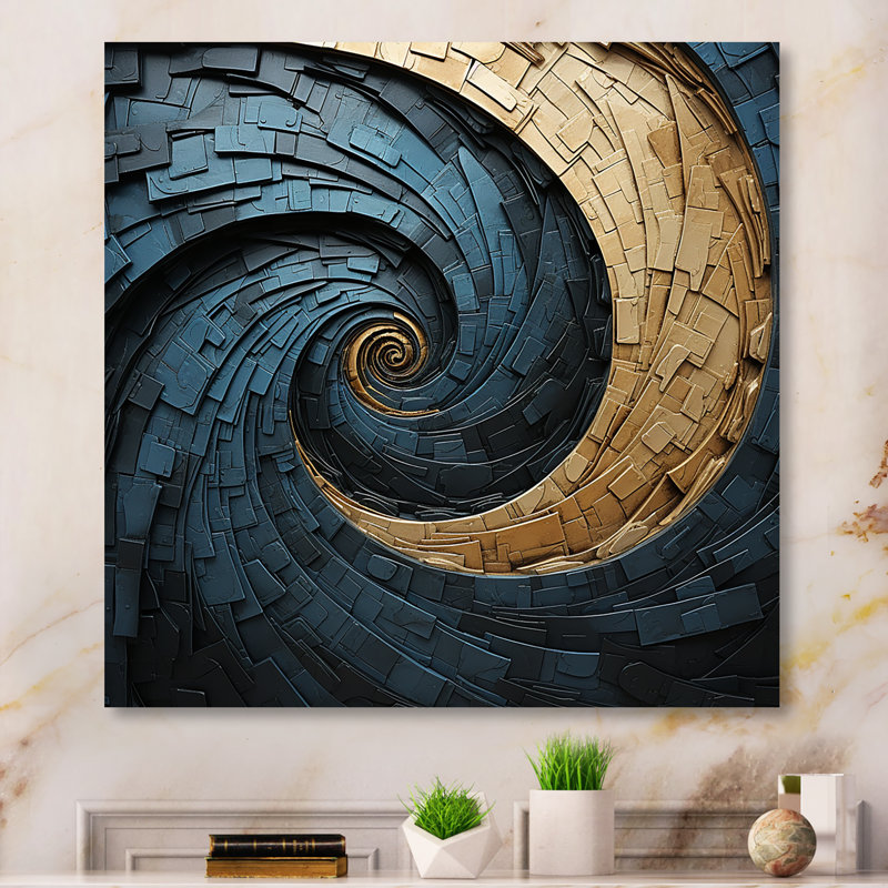- Impression murale abstraite spirales en métal, H 16 po x l 16 po x P 1 po