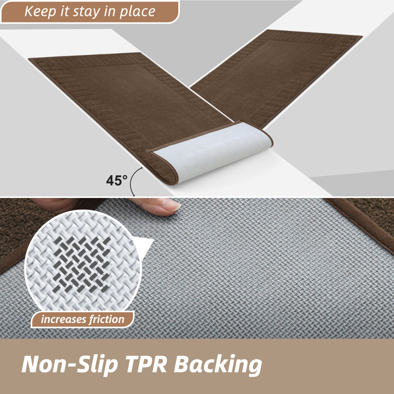Tapis d'entrée antidérapant, antidérapant et résistant à la saleté, lavable à la machine, Brun, L 24 po x L 36 po