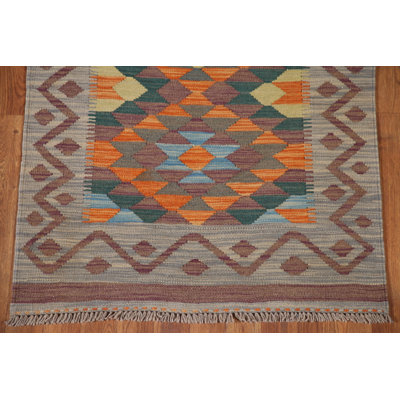 Reversible Wool Kilim Runner Rug 3x13