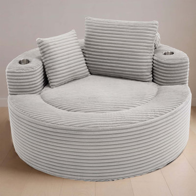 Round Sofa Bed with Memory Foam, Sectional Couch for Living Room, Multi-Functional and Comfortable Cloud Couch, Grey