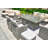 Appoint Gas Fire Pit Dining Table With Corner Sofa Set,  2 Back Folding Chairs 2 Ottomans, A Sectional Lounge Set