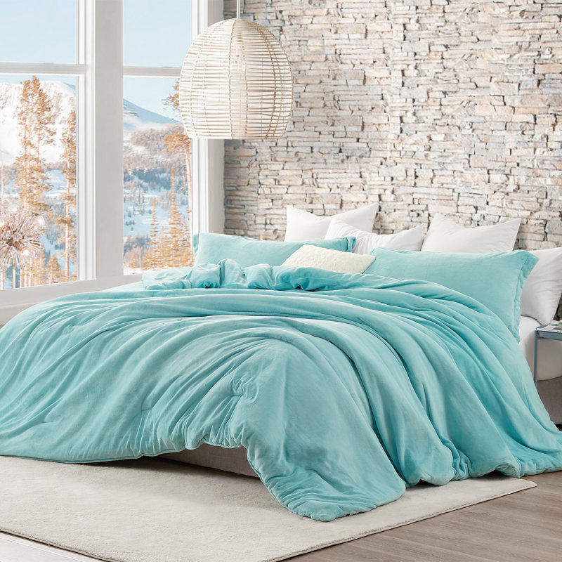 Git Cozy Coma Inducer Milk Velvet Oversized Comforter Set, Twin Extra Long Comforter + 1 Standard Sham, Gray-Beige