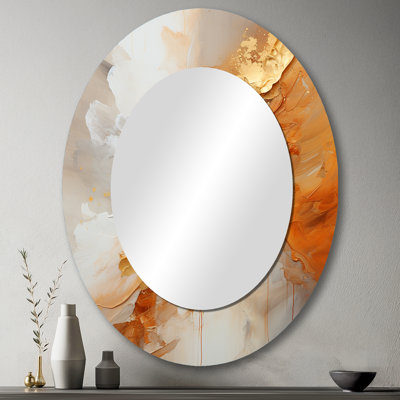 Or blanc champagne lever de soleil spirales I - miroir mural ovale doré
