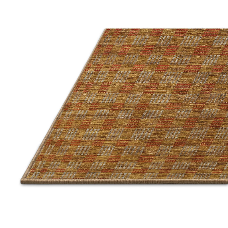 Tapis décoratif brun contemporain, Rectangle 5 pi x 7 pi
