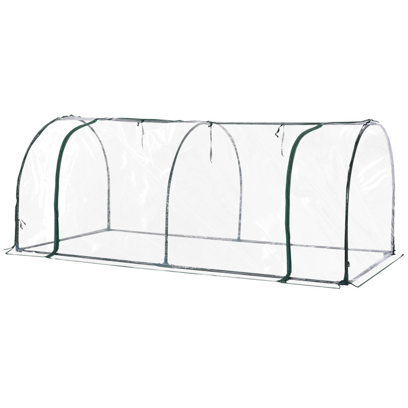 Tiofila Mini Greenhouse, Portable Tunnel Green House with Roll-Up Zippered Doors, 31.5" H x 116.5" W x 39.25" D, Clear