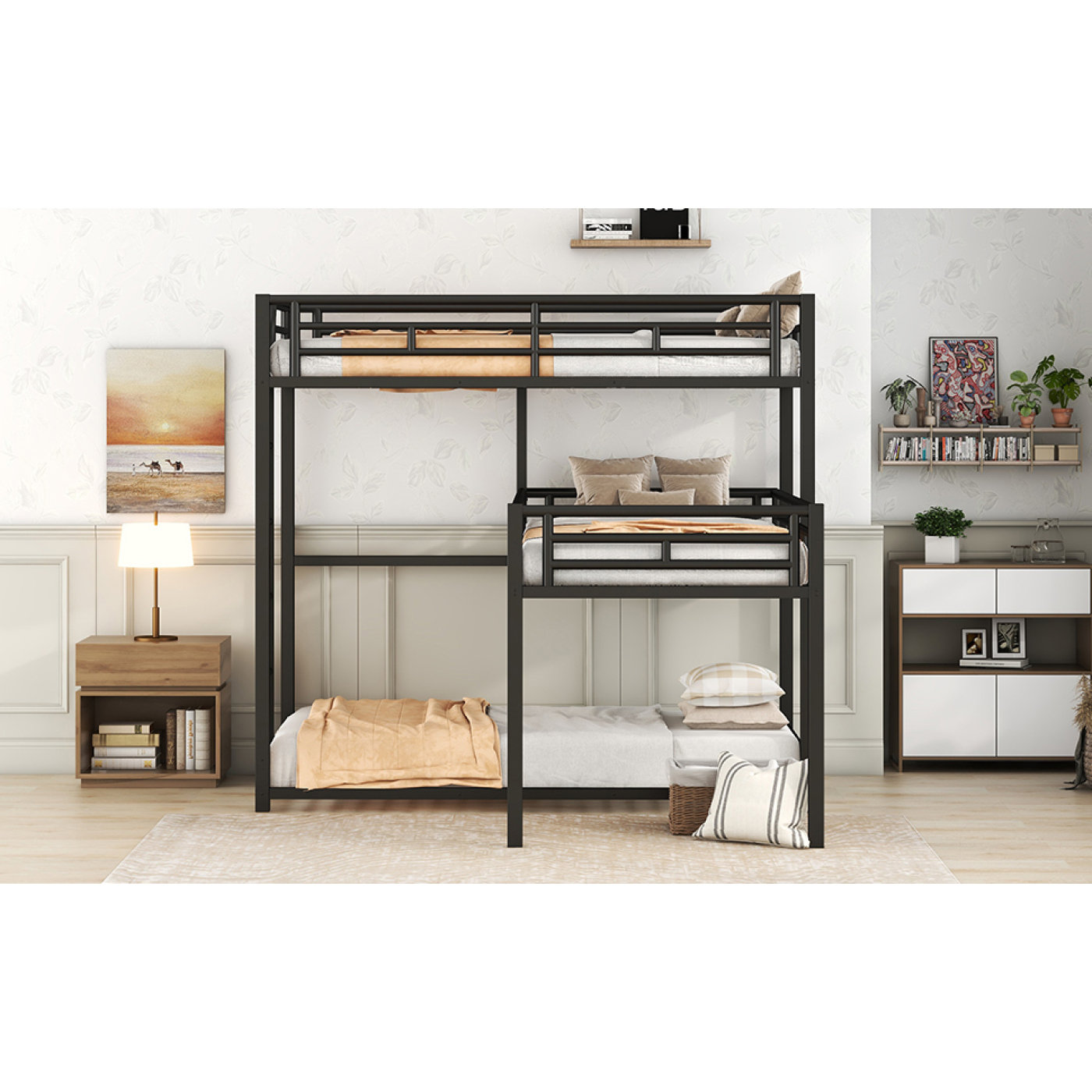 Brayden Studio Lshaped Metal Triple Bunk Bed - Wayfair Canada