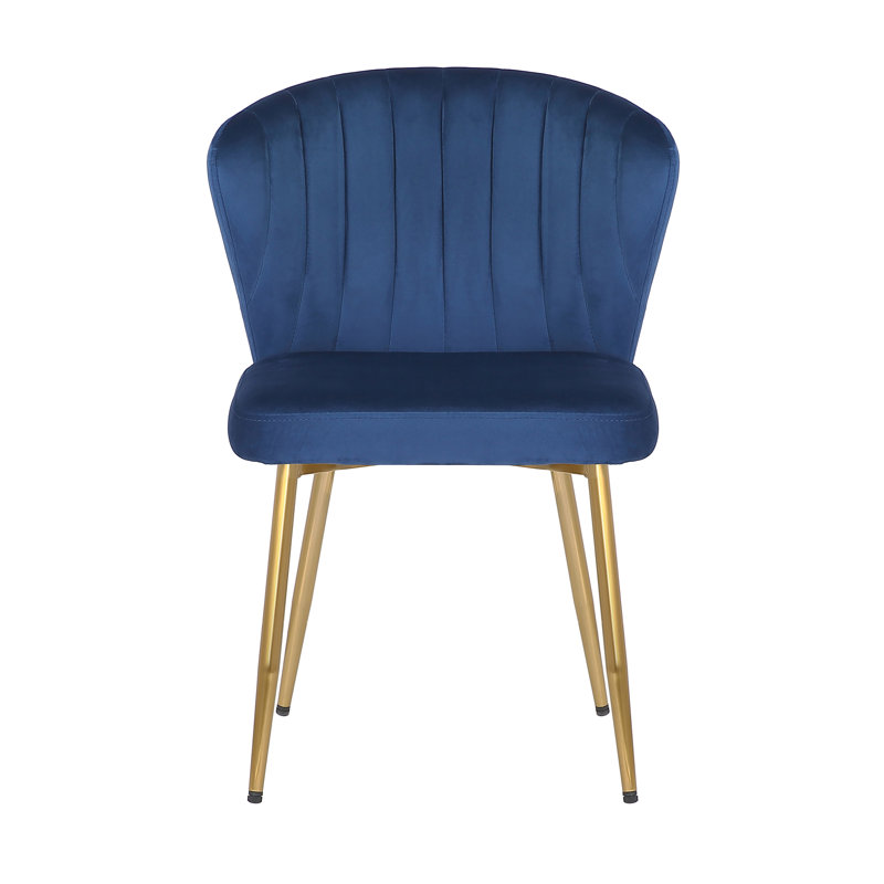 Yokley 50cm H Velvet Upholstered Side Chair, Blue