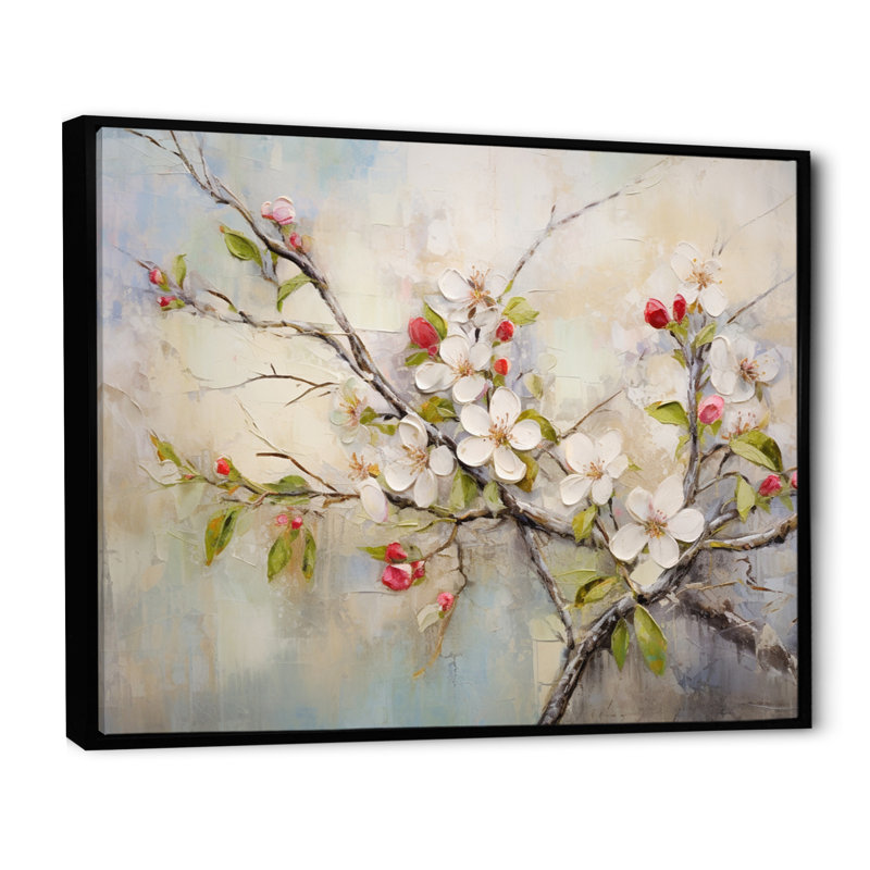 «Apple Blossom Harmony X», reproduction d'art sur toile, Cadre flottant noir, H 24 po x l 32 po x P 1 po