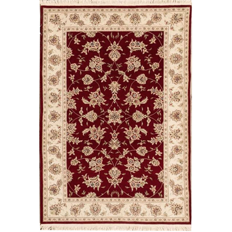 Tapis ivoire et vin de haute qualité noué à la main