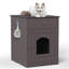 Solid Wood Pet House Cat Litter Box Enclosure With Side Table And Drawer, Indoor Crate, Brown Nightstand For Cats Wooden Crate Table, Home