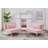 71" Convertible  sofa bed futon with gold metal legs teddy fabric (Pink)