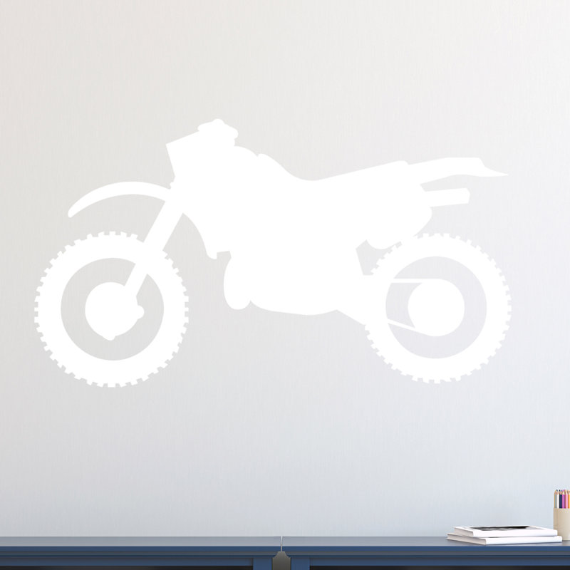 Décalcomanie murale silhouette de vélo à saleté, blanc