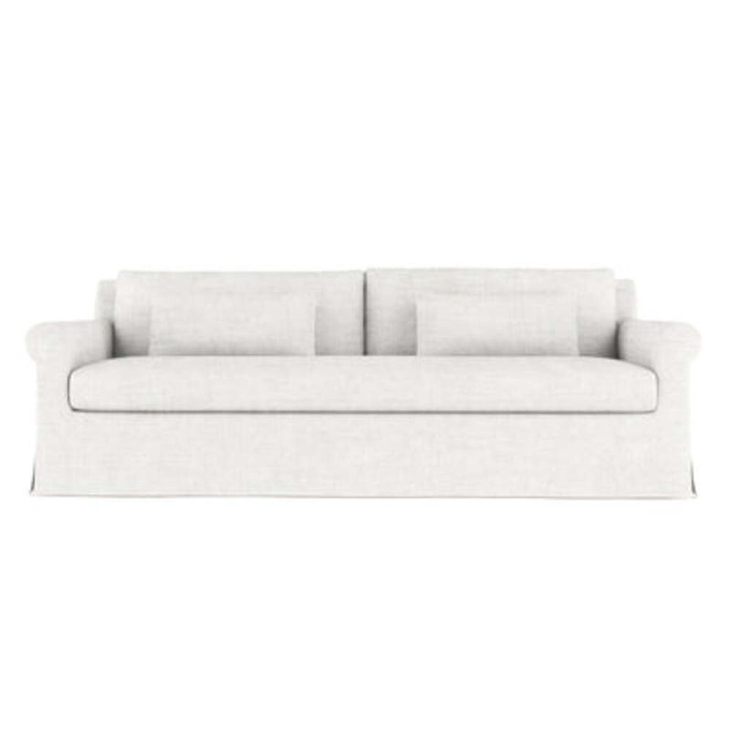 Canapé à accoudoirs arrondis Ludlow, H 34 po x l 84 po x P 38 po, Patiné, Velours froissé albâtre