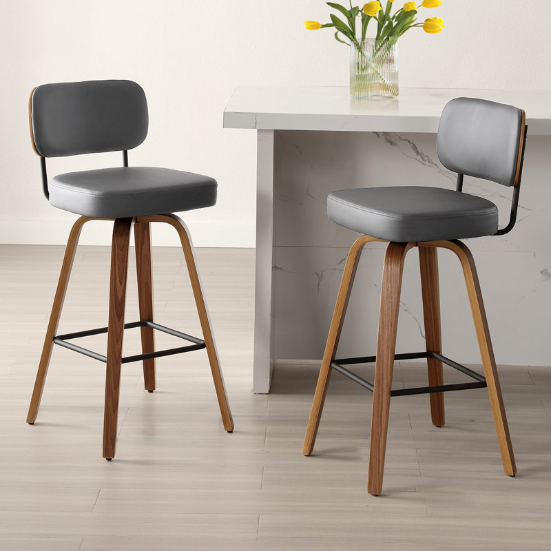 Tabouret de bar et de comptoir pivotant Cicero, Tabouret de bar (siège d'une hauteur de 29 po), Gris, Brun