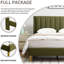 Cadre de lit plateforme rembourré avec tête de lit, sommier moderne pour lit double, mobilier de chambre confortable, vert gazon