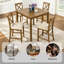 Ensemble de salle à manger 5 pièces à hauteur de comptoir - table carrée et 4 chaises à dossier en X, structure en bois massif, surface imperméable, assemblage facile - parfait pour les petits espaces, la cuisine, un appartement ou un coin-repas