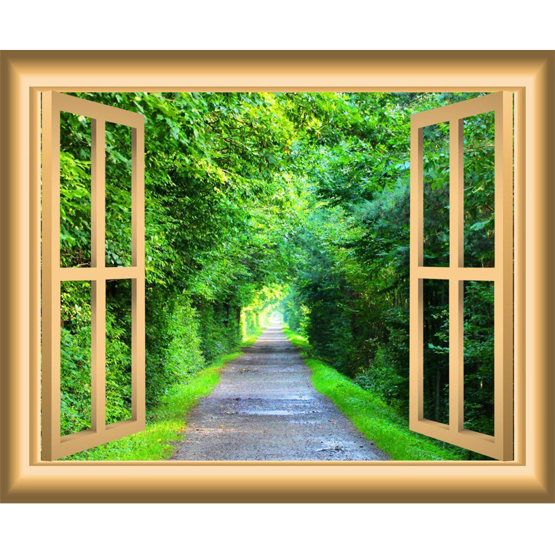 Décalcomanie murale fenêtre paysages 3d forest, H 36 po x l 46 po x P 0,01 po