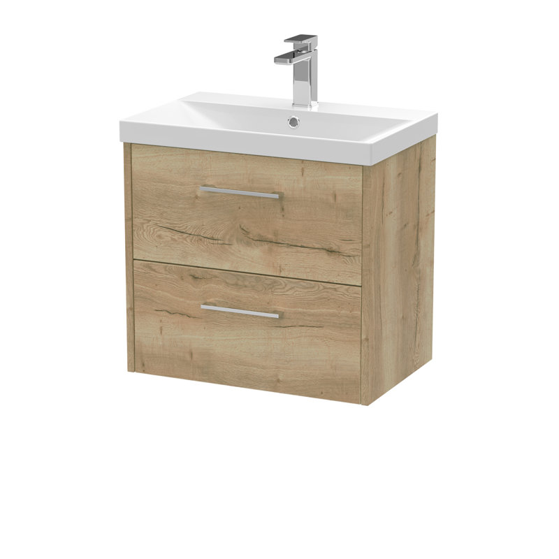 Juno Single Bathroom Vanity with Integrated Vitreous China Basin, Autumn Oak