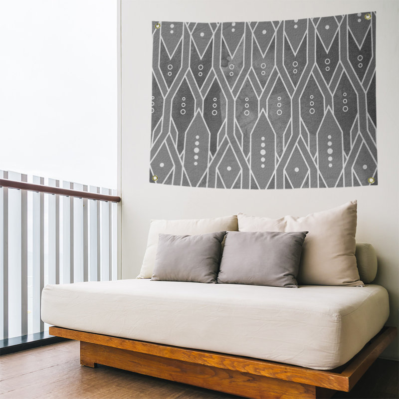 Tapisserie murale treillis, H 26 po x l 36 po, Gris